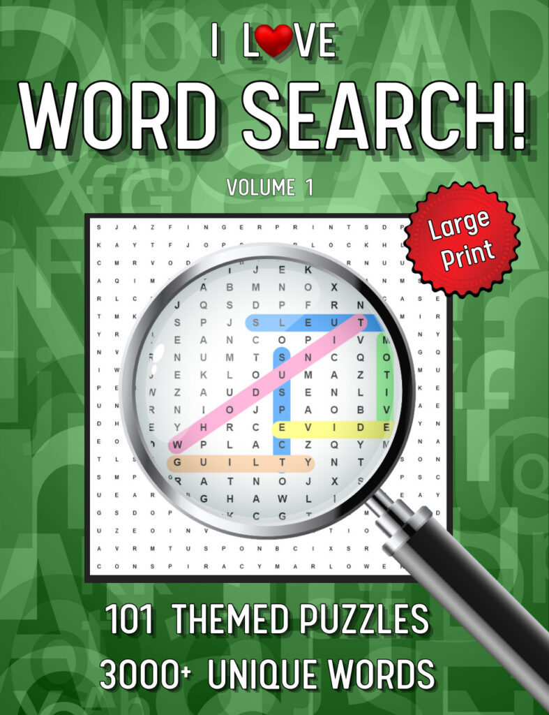 I Love Word Search green cover with word search puzzle image in the center