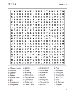 I Love Word Search Sample Dogs Puzzle